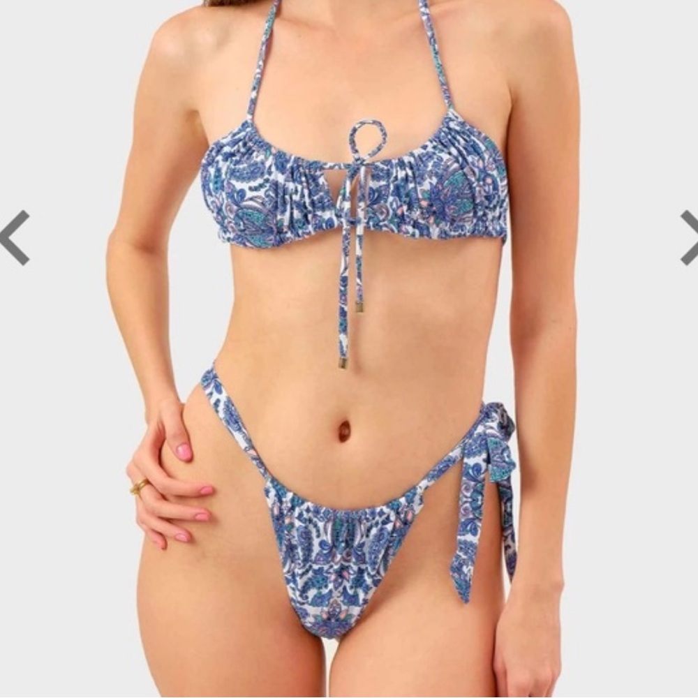Blackbough blue and white floral swimsuit set top and bottom